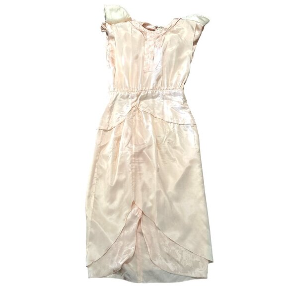 All Silk Vintage Dress by Spencer Jeremy 8 Pink Sequin Beaded Shoulder Pads 80s - Picture 12 of 16